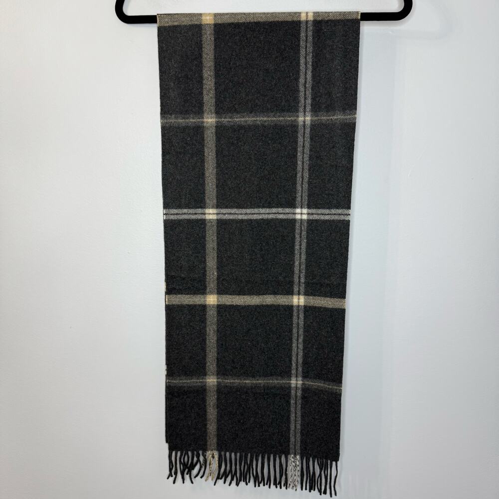 Jos A Bank Cashmere Grey Checked Scarf Classic Luxury Men's